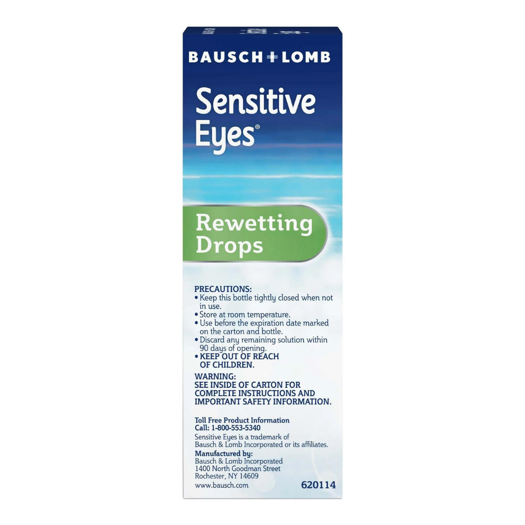 Bausch & Lomb Sensitive Eyes Rewetting Drops Hydrates Lenses, Soothes Eyes (1 fl oz / 30ml)