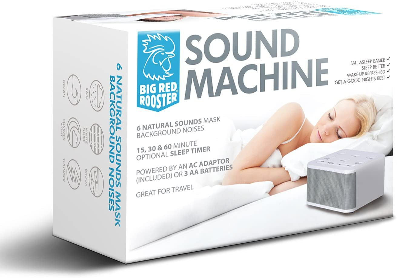 Big Red Rooster 6 Sound White Noise Machine For Sleeping & Relaxation, Plug In Or Battery Powered