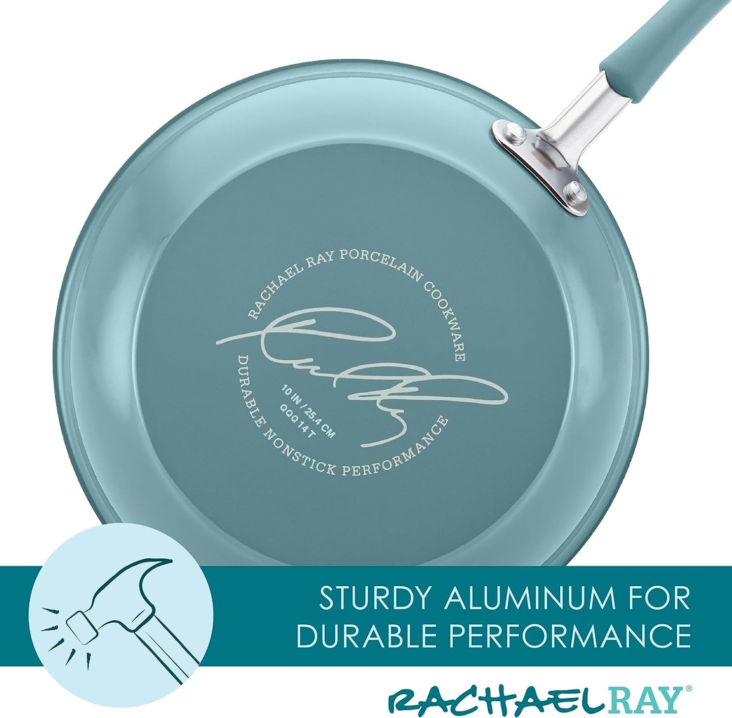 Rachael Ray Cucina Nonstick Cookware Pots and Pans Set, 12 Piece, Agave Blue 7.4kl