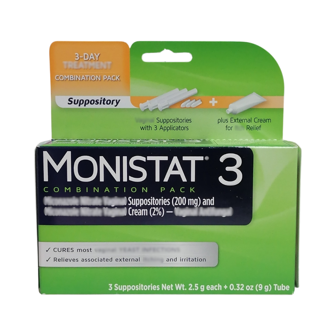 Monistat 3 Combination Pack Feminine Care, 3 Suppositories (2.5 g ea) + 0.32 oz Tube
