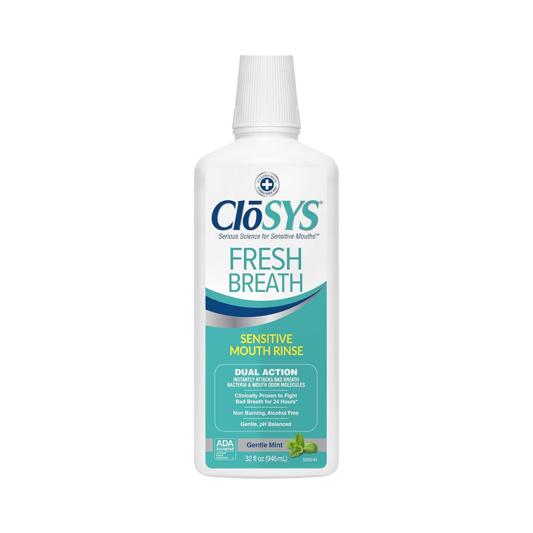CloSYS Sensitive Rinse Mouthwash Gentle Mint, 32 oz / 946 ml