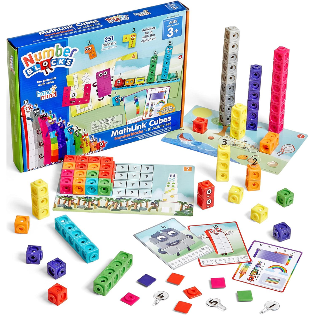 Hand2Mind Number Blocks MathLink Cubes 1-10 Activity Set, Ages 3+