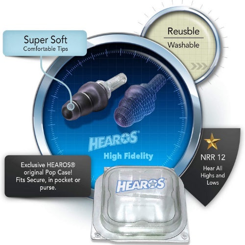 HEAROS High Fidelity Musician Ear Plugs Reusable & Washable, 1 Pair