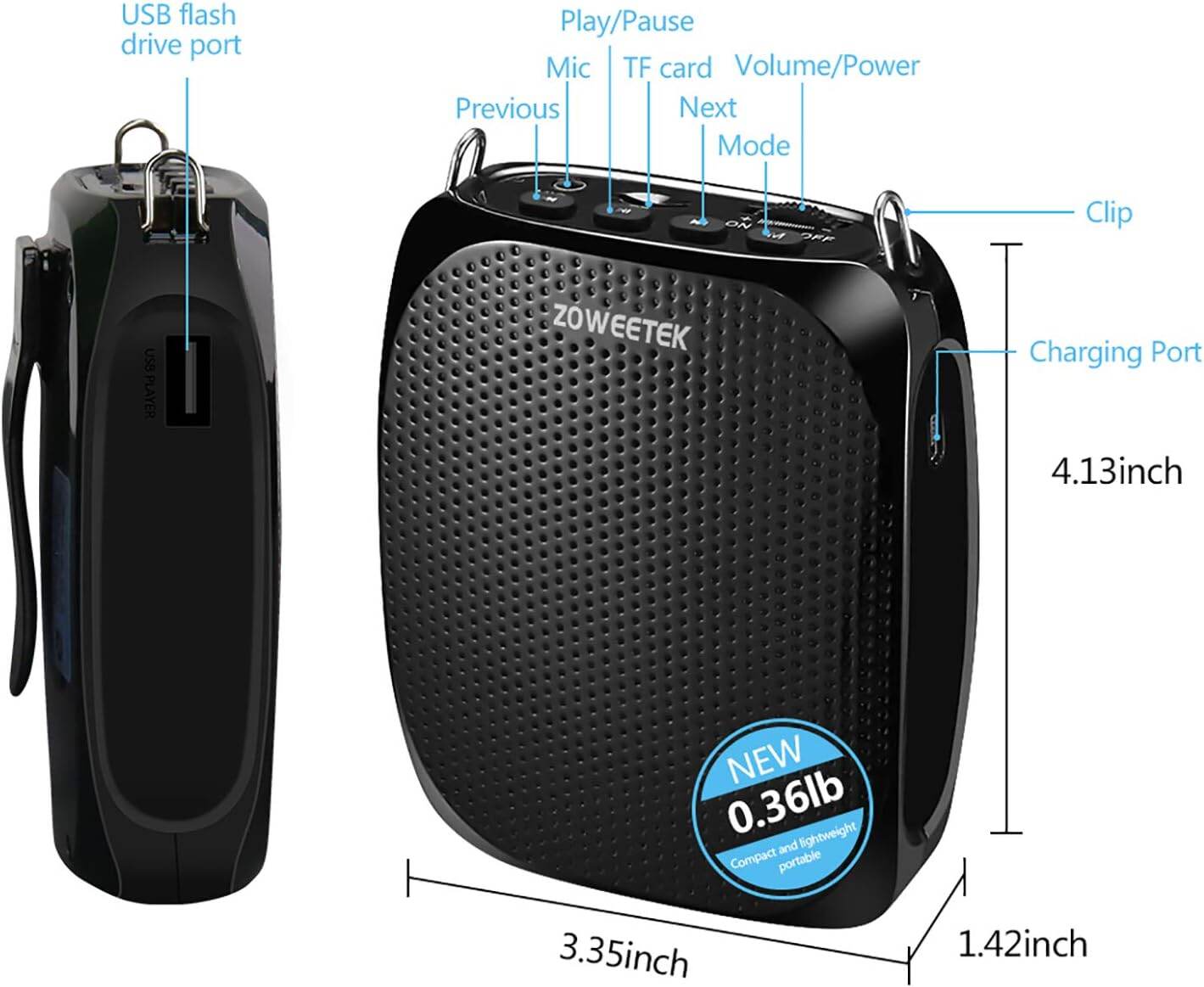 Zoweetek Original Portable Voice Amplifier Loud Speaker, MP3 Player, Aux