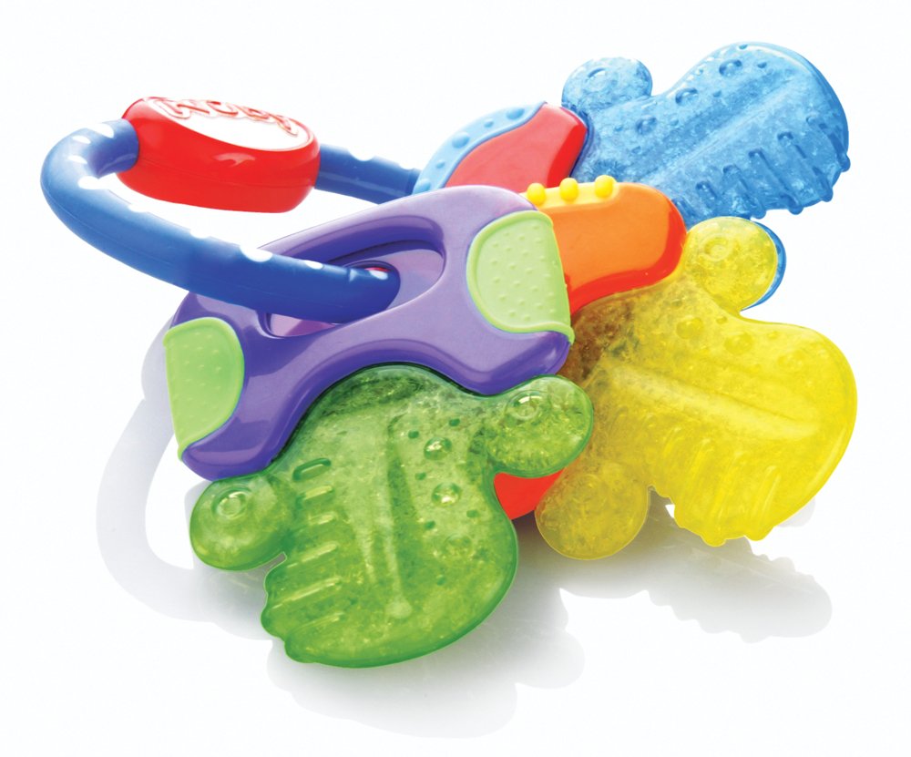 Nuby Ice Gel Soothing Teether Keys, Multiple Teething Surfaces for 3 Months + BPA Free
