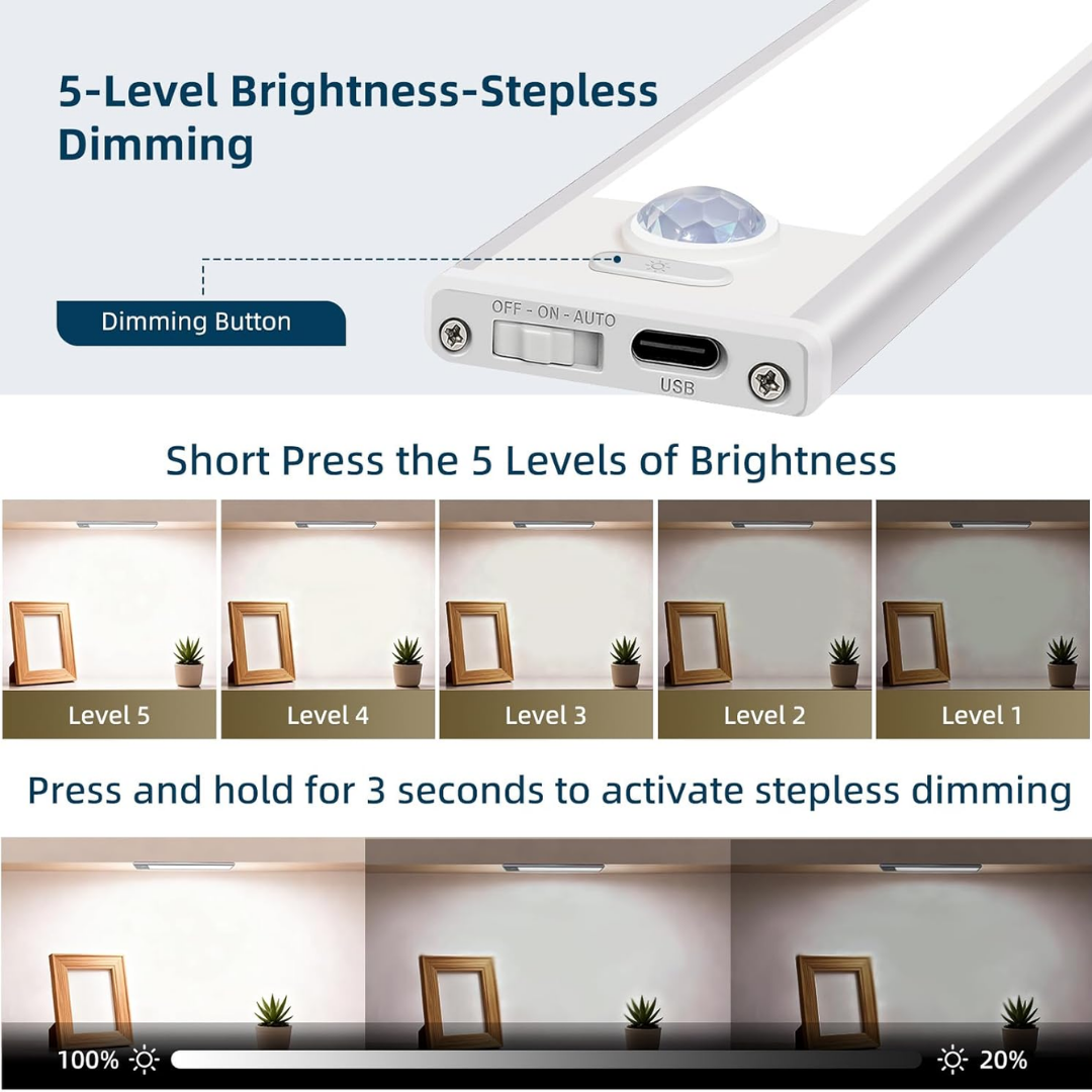 Aveva Under Cabinet Rechargeable Motion Sensor Light White 8in, 4 Pack