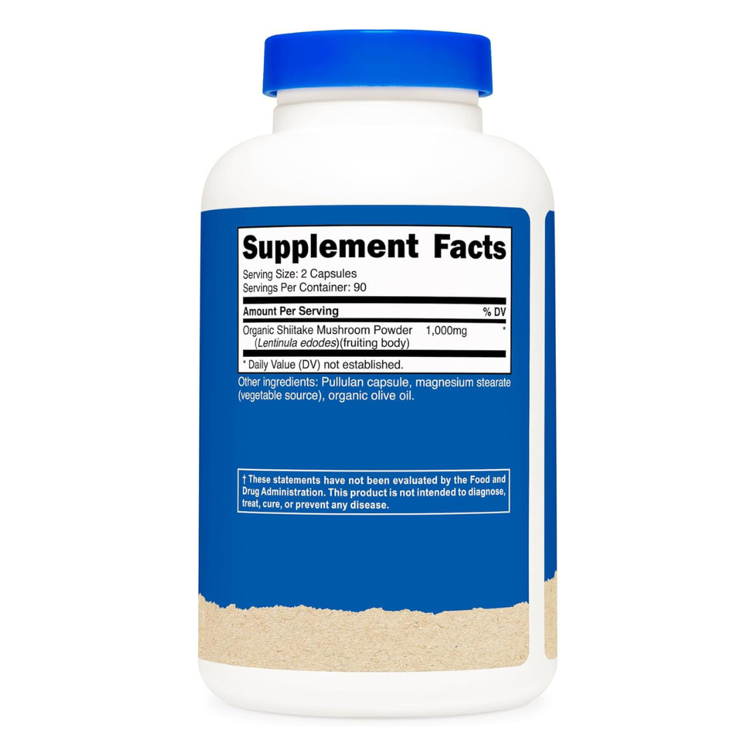 Nutricost Shiitake Mushroom 1000mg Supplement 180 Capsules