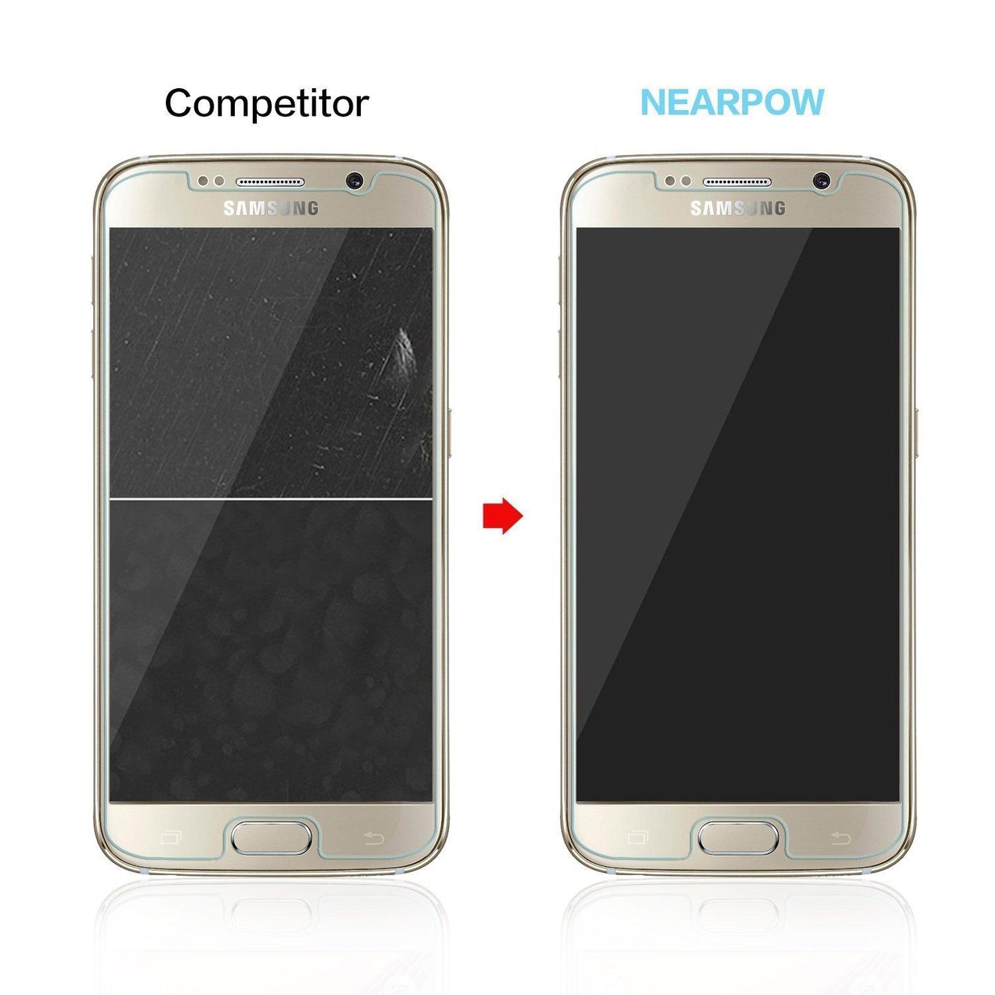 NEARPOW Tempered Glass Screen Protector, Pack of 3 for Samsung Galaxy S6