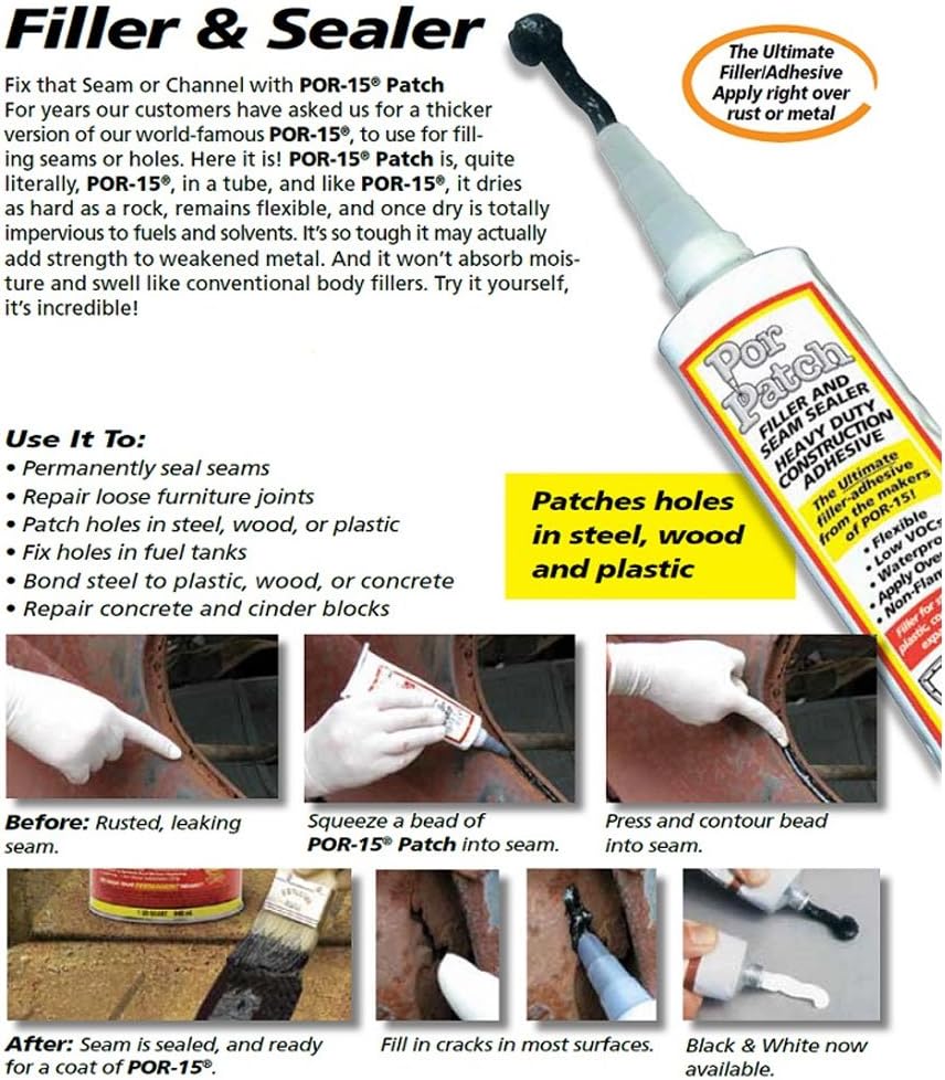 POR-15 Patch Filler and Seam Sealer | Black 49013 - 118ml / 4 fl oz