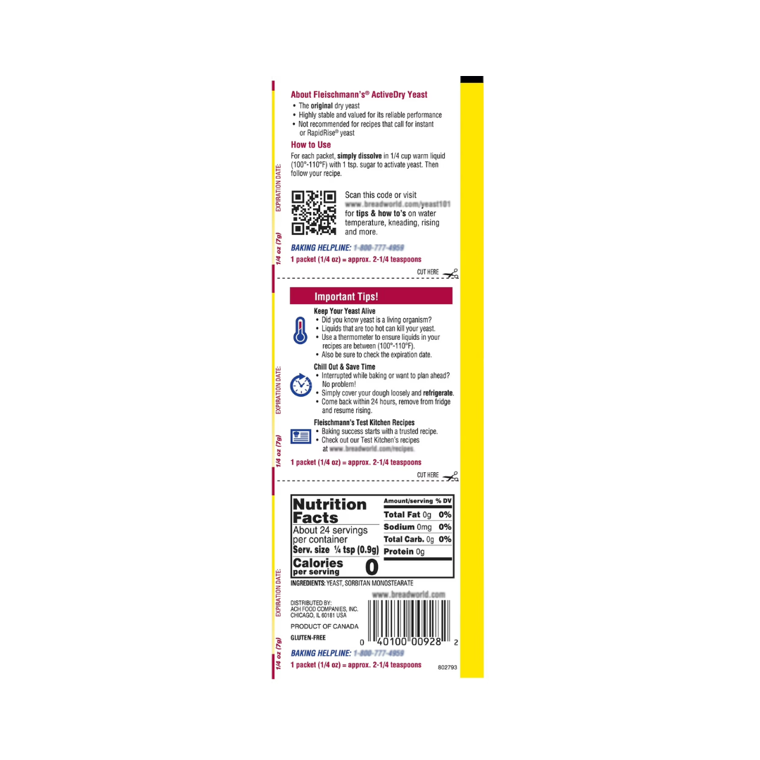 Fleischmann's Active Dry Yeast Original, Pack of 9