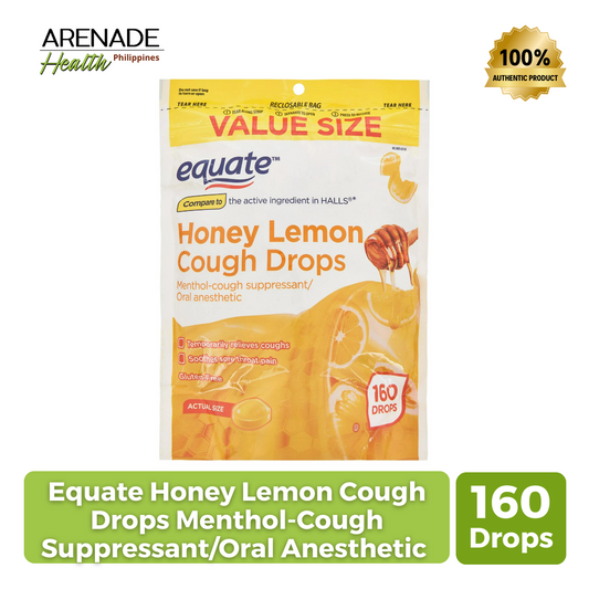 Equate Honey Lemon Cough Drops Menthol-Cough Suppressant/Oral Anesthetic - 160 Drops