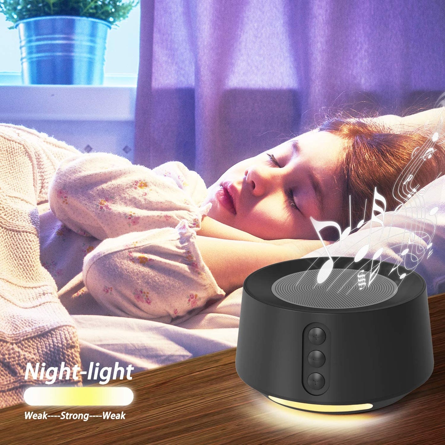 Letsfit White Noise Machine w/ Adjustable Baby Night Light, 14 Sleep Soundtracks, Timer & Memory