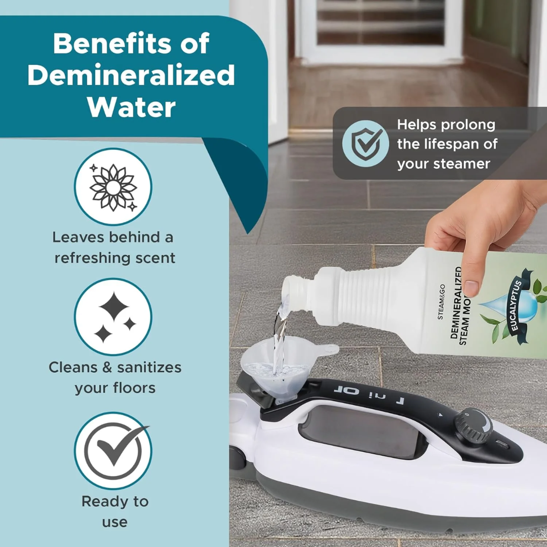Steam & Go Demineralized Steam Mop Water Eucalyptus, 32 oz / 946 ml