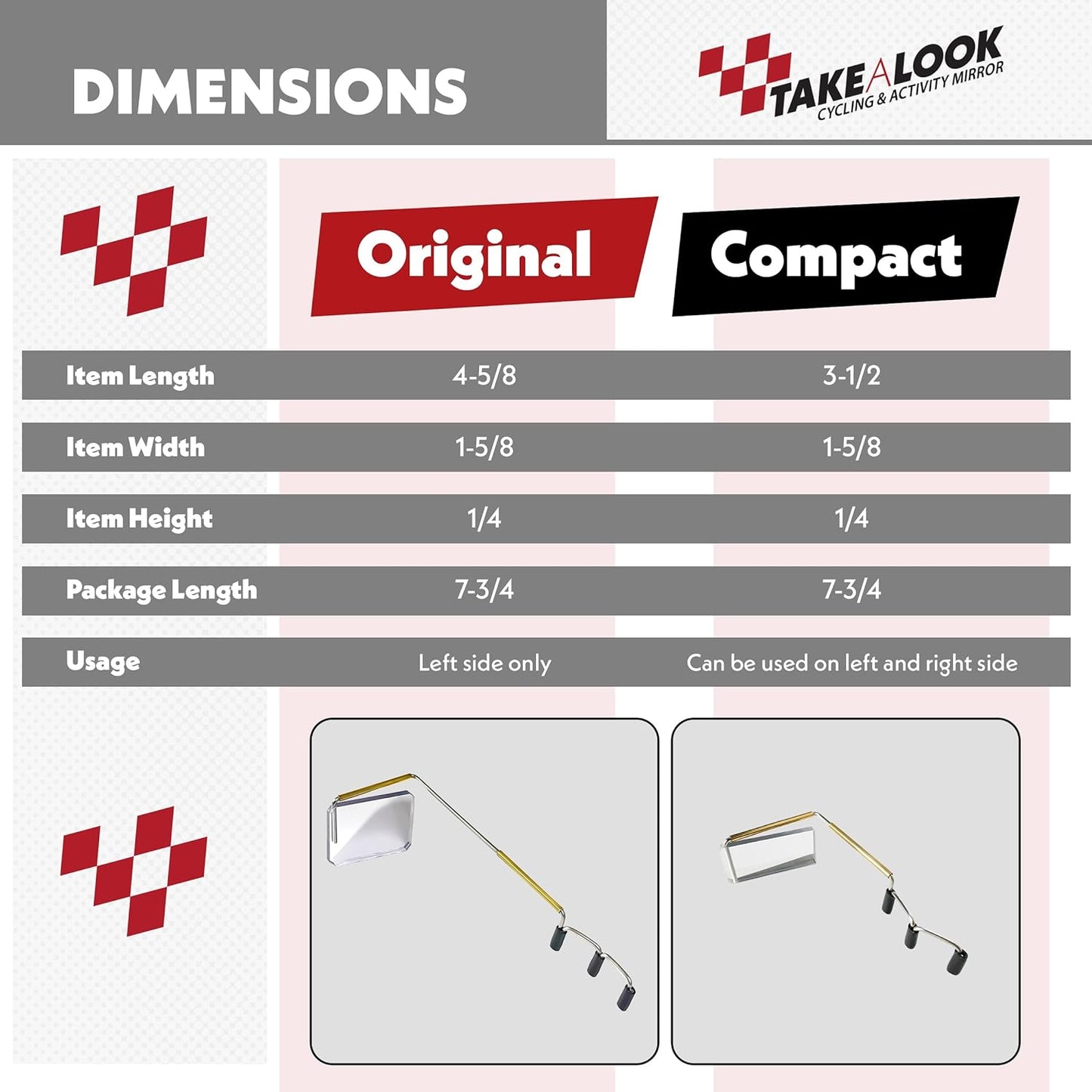 Take A Look Activity Mirror for Sunglasses or Bike Helmet Visors Rear View (Compact)