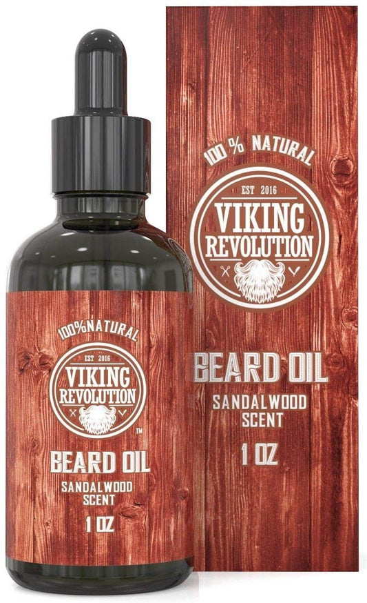 Viking Revolution Beard Oil Conditioner, All Natural Sandalwood Scent (1 oz)