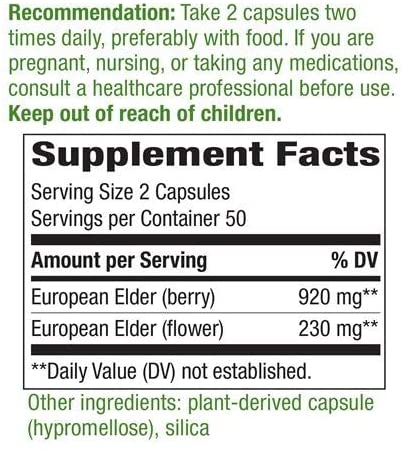 Nature's Way Black Elderberry 1,150 mg per Serving 100 Capsules