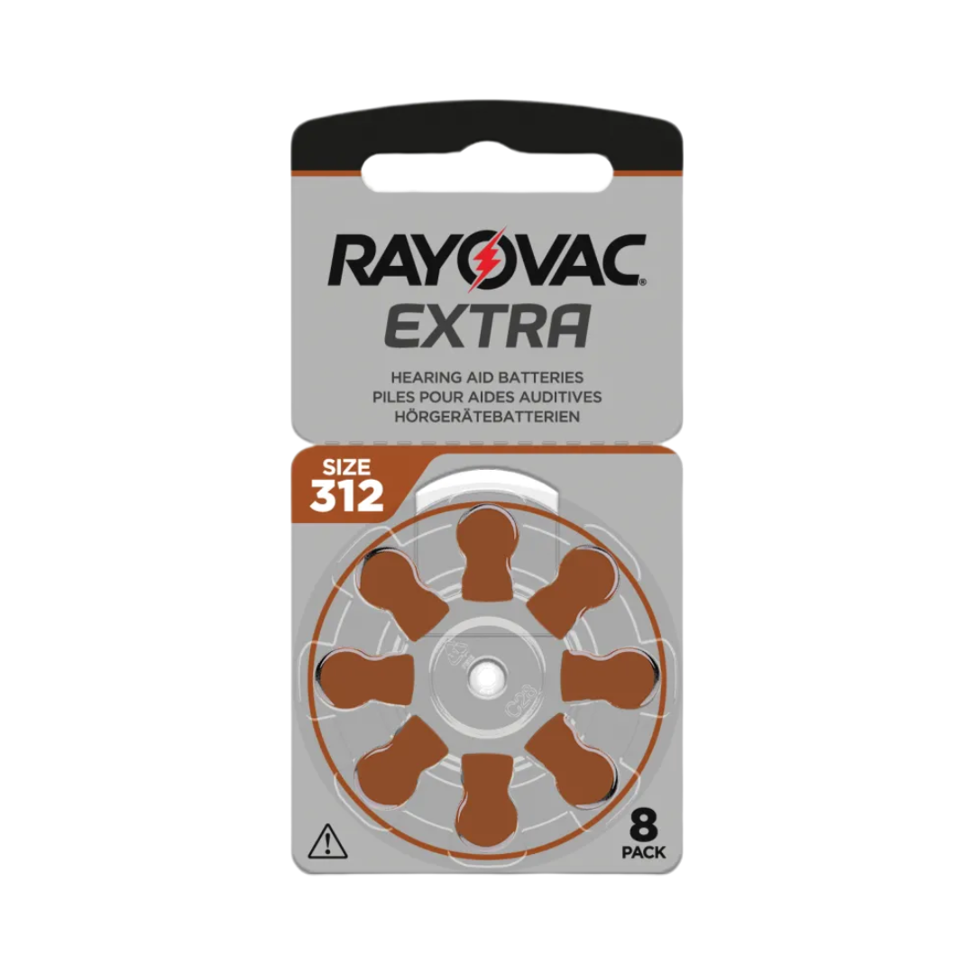 Rayovac Extra Hearing Aid Batteries Size 312, 8 Pack