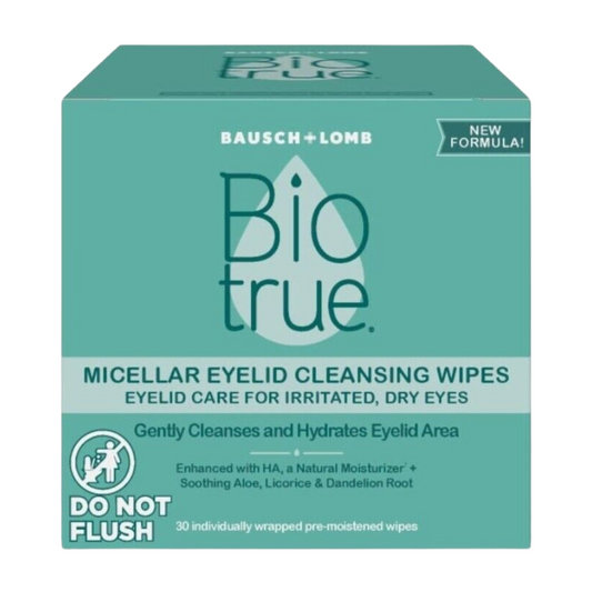 Bausch + Lomb Biotrue Micellar Eyelid Cleaning Wipes Eyelid Care For Dry Eyes, 30 Wipes