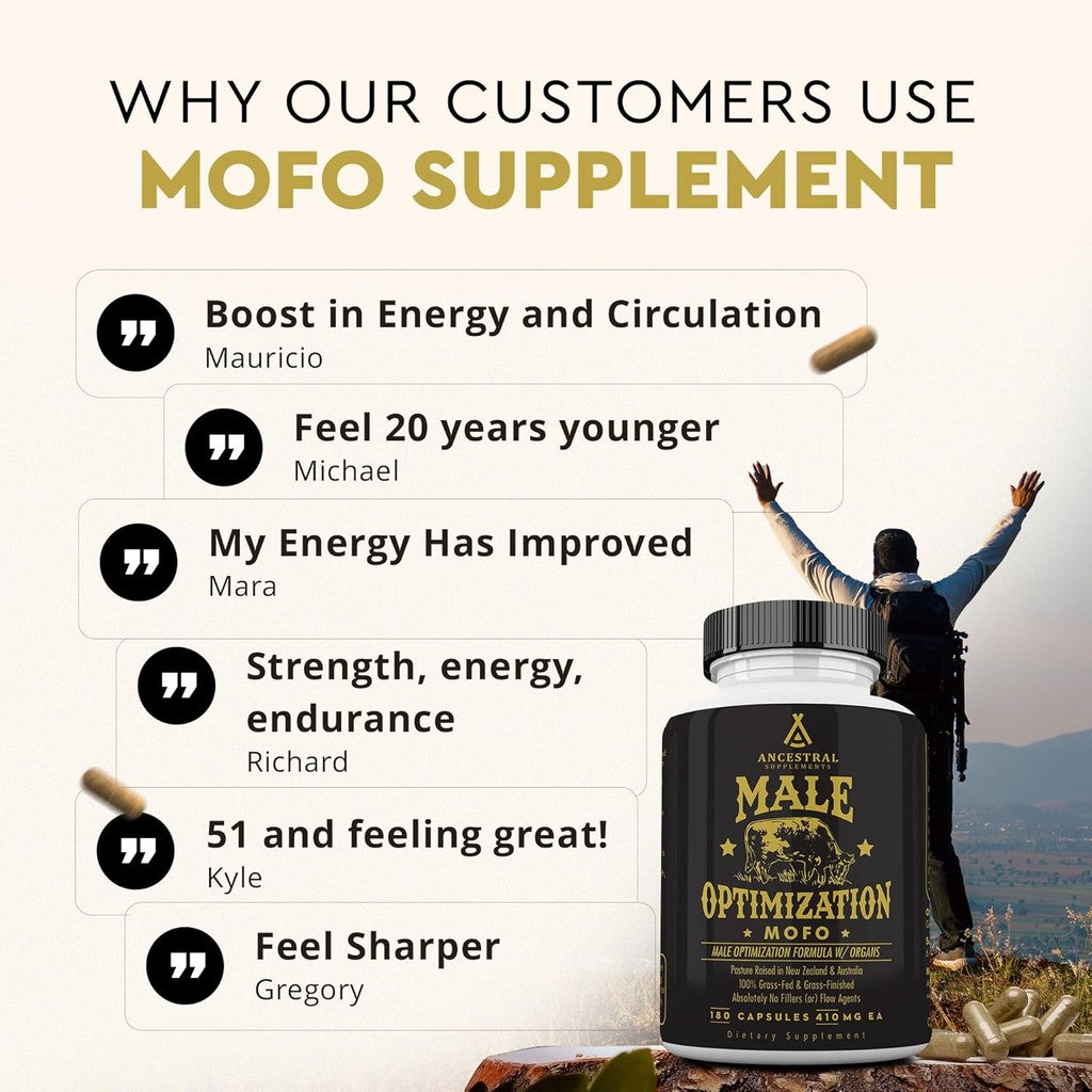 Ancestral Male Optimization Formula Pasture Raised 410MG EA Dietary Supplement, 180 Capsules
