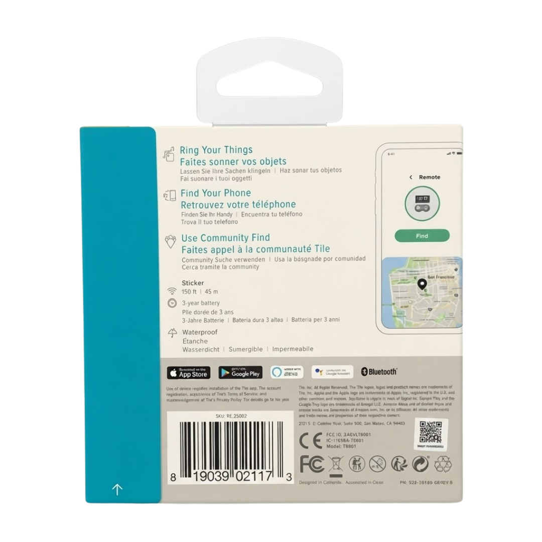 Tile Sticker 2020 Bluetooth Tracker, Adhesive Small Item Finder, 2 Count