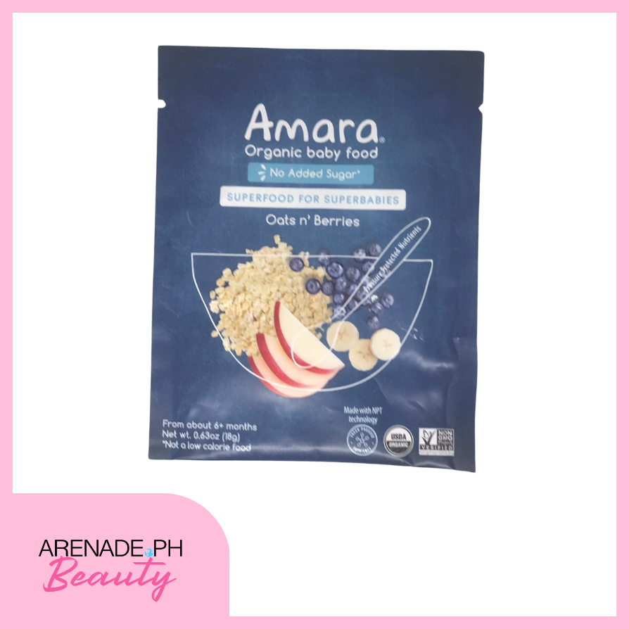 Amara Organic 6 Months+ Baby Food No Added Sugar Oats n' Berries 0.63 Oz / 18g