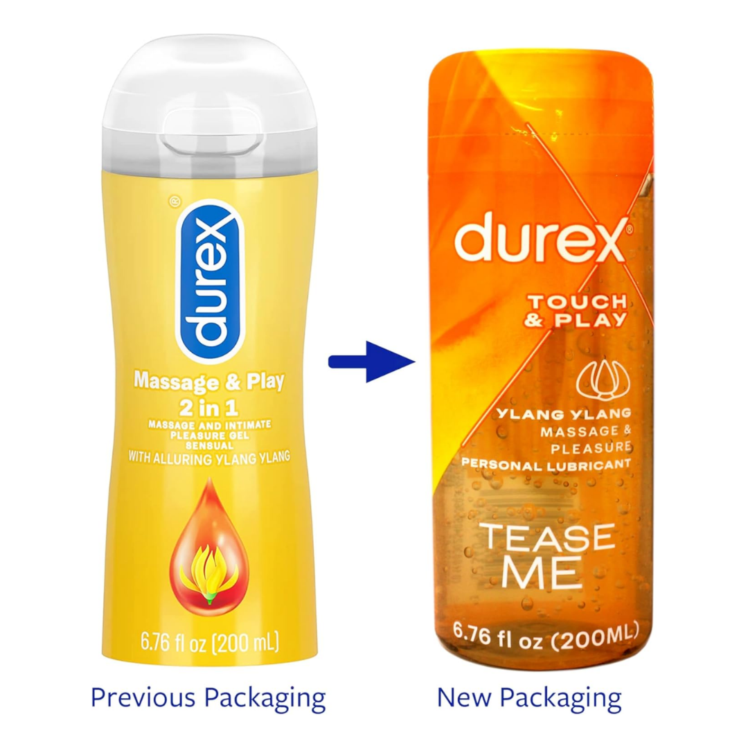 Durex Massage & Play 2-in-1 Massage and Intimate Pleasure Gel, Sensual with Ylang Ylang, 6.76 fl.oz / 200ml (1 Count)