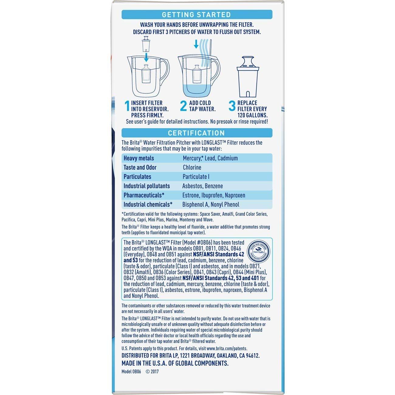 Brita Water Filter, Replacement Filters for Pitcher and Dispensers Reduces Lead BPA Free (1 Count)