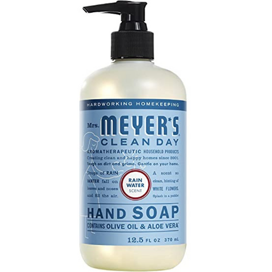 Mrs. Meyer's Clean Day Hand Soap Made With Olive Oil & Aloe Vera Rain Water Scent 12.5 Fl Oz (370ml)