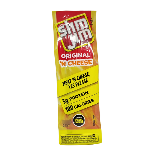 Slim Jim Beef 'N Cheese Smoked Meat Sticks, Original Flavor, 5g Protein Per Serving, 0.9 oz - 1 Count
