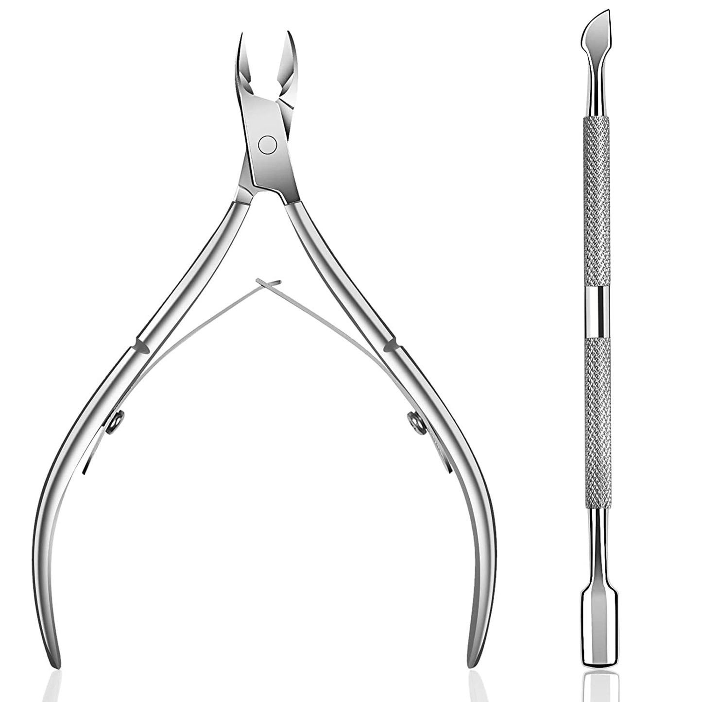 Ejiubas Cuticle Remover Tool Set, Cuticle Nipper + Cuticle Pusher for Fingernails and Toenails