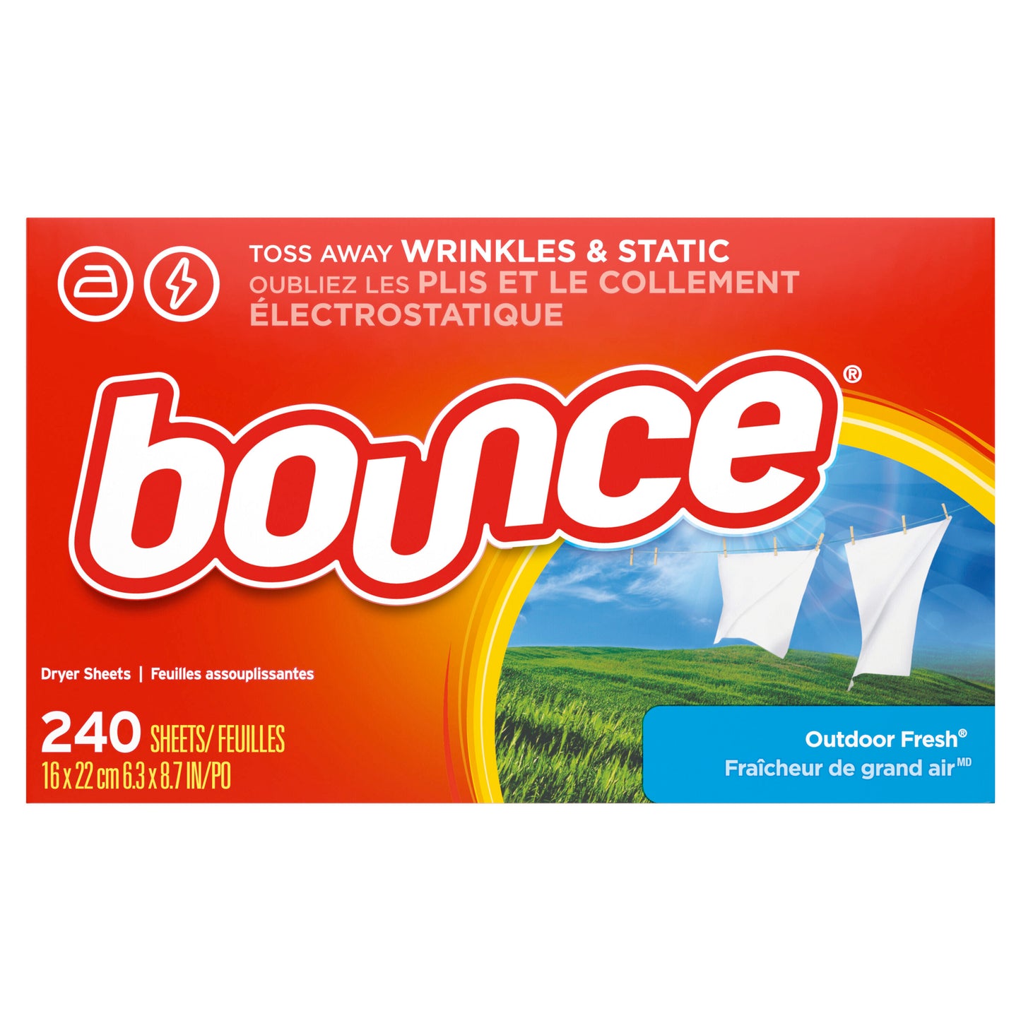 AUTHENTIC Bounce Fabric Softener Sheets, Outdoor Fresh, 240 Count
