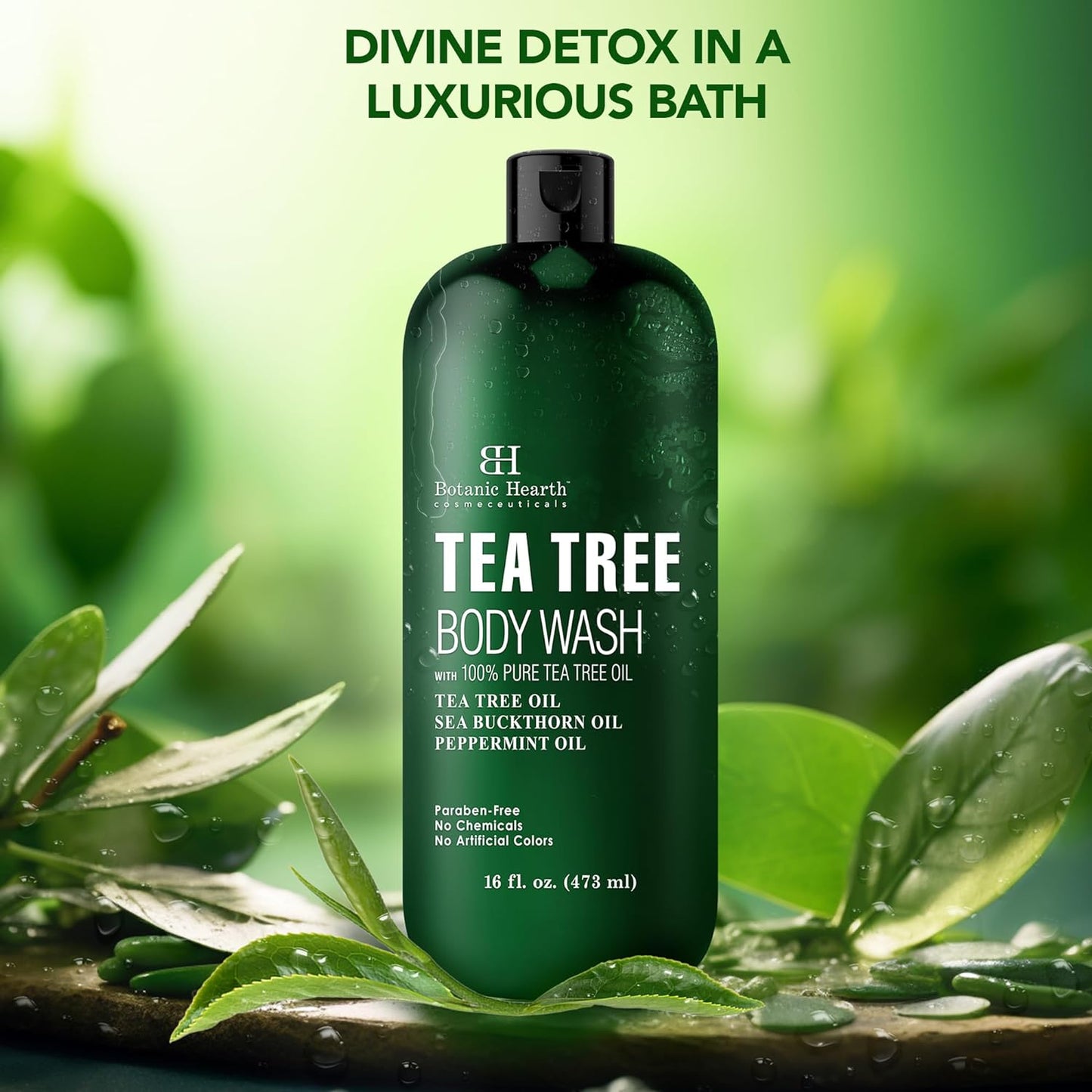 Botanic Hearth Tea Tree Body Wash with 100% Pure Tea Tree Oil 473ml