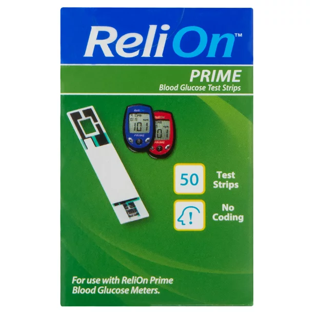 ReliOn Prime Blood Glucose Test Strips 50 Counts PACKAGING MAY VARY