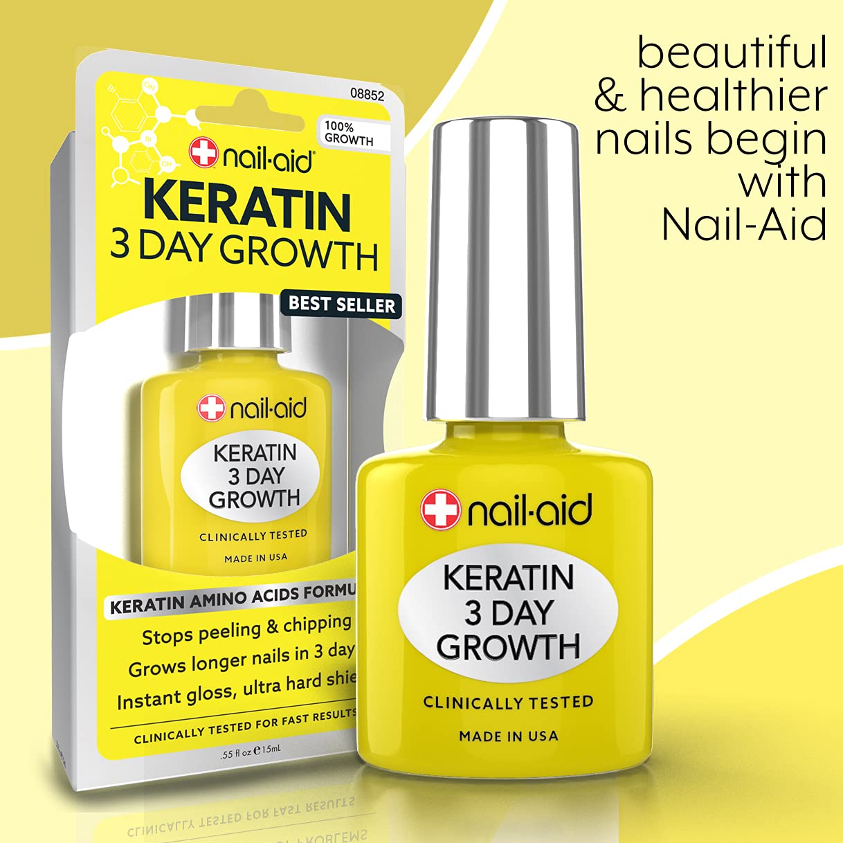 Nail-Aid Keratin 3 Day Growth Nail Treatment & Strengthener, 0.55 fl.oz / 15ml