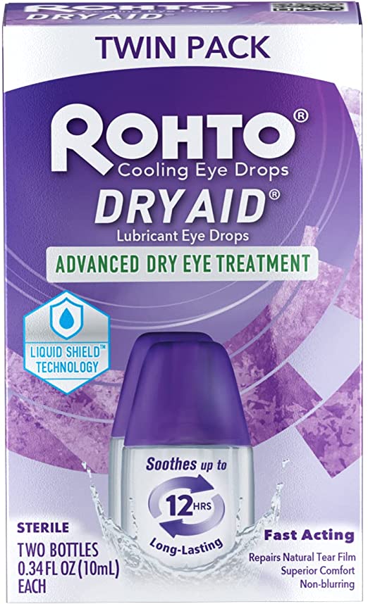 ROHTO Dry-Aid Advanced Dry Eye Treatment Lubricant Eye Drops Twin Pack 0.34 Oz PACKAGING MAY VARY