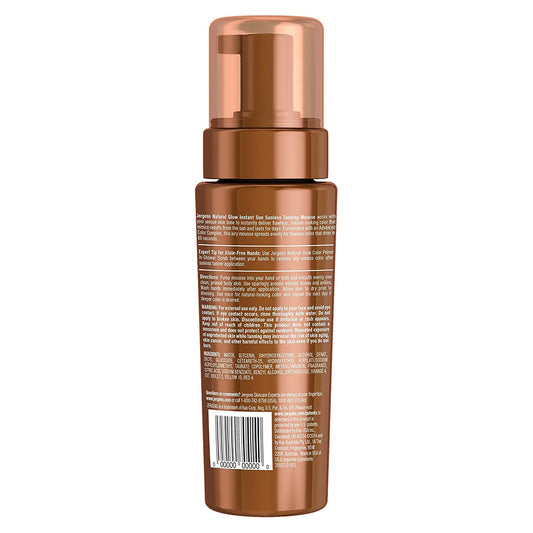 Jergens Natural Glow Instant Sun Sunless Tanning Mousse, Light Bronze 6 fl oz / 177 ml