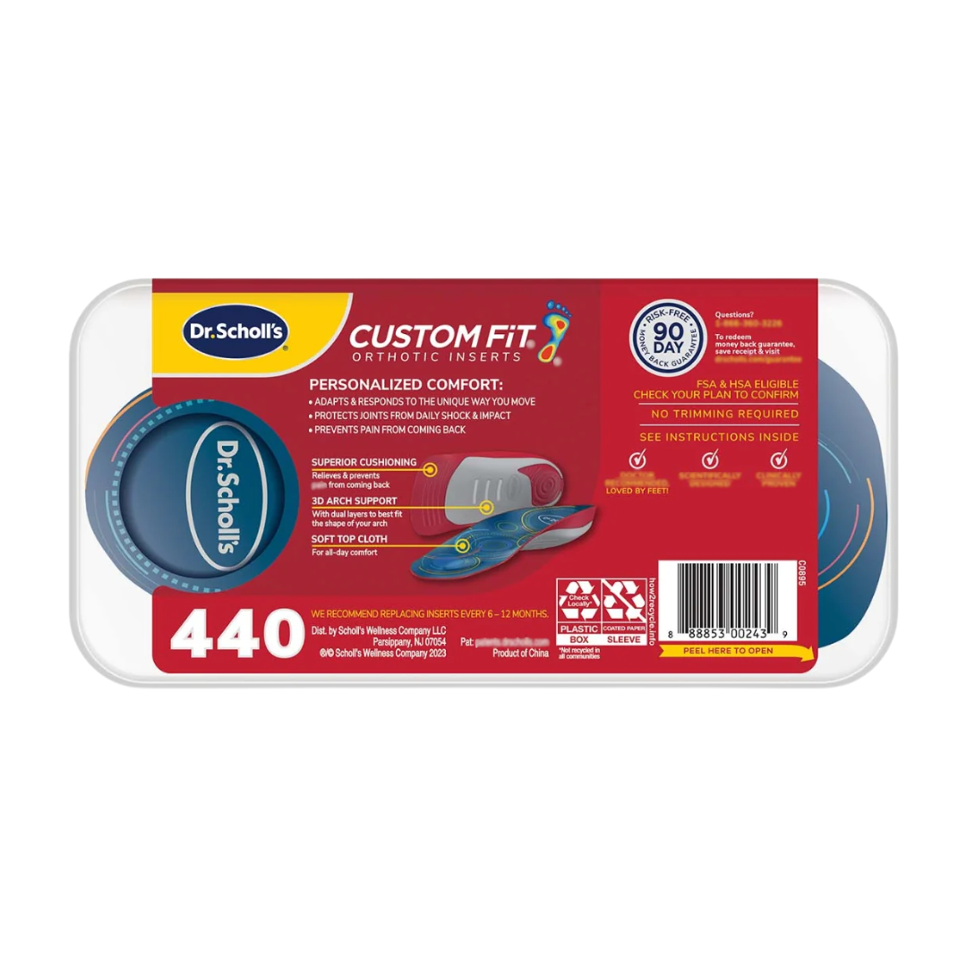 Dr. Scholl's 440 Custom Fit 5in1 Orthotic Inserts 3/4 Foot Length, 1 Pair