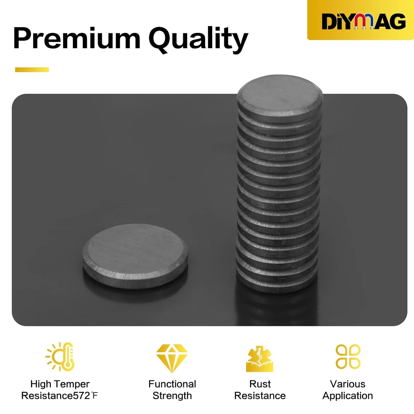 DIYMAG Ceramic Industrial Magnets with Double-sided Adhesive, 90 Pcs
