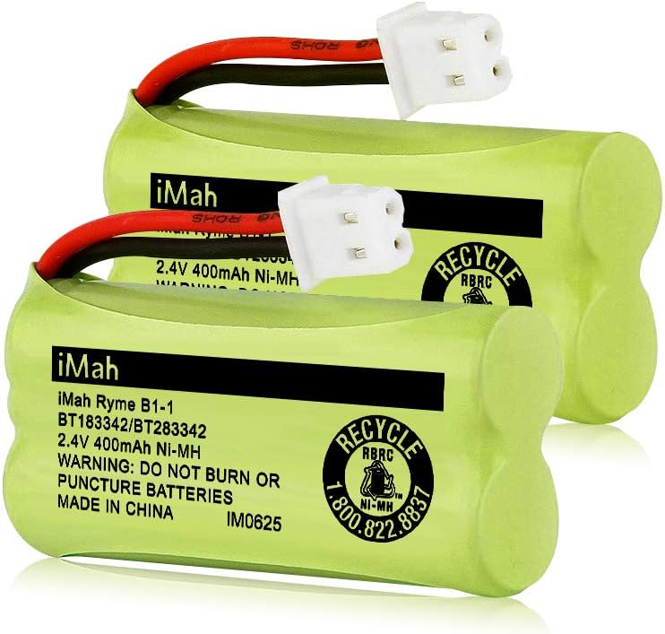 IMah Ryme B1-1 Cordless Phone Battery, 2.4V 400mAh Ni-MH, BT183342/BT283342 - 2 Pack