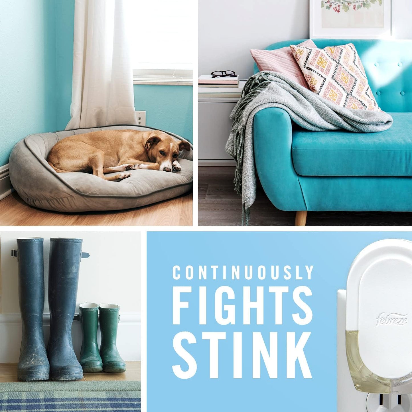 Febreze Plug Dual Refill Air Fresheners Linen & Sky Scent + 1 Warmer