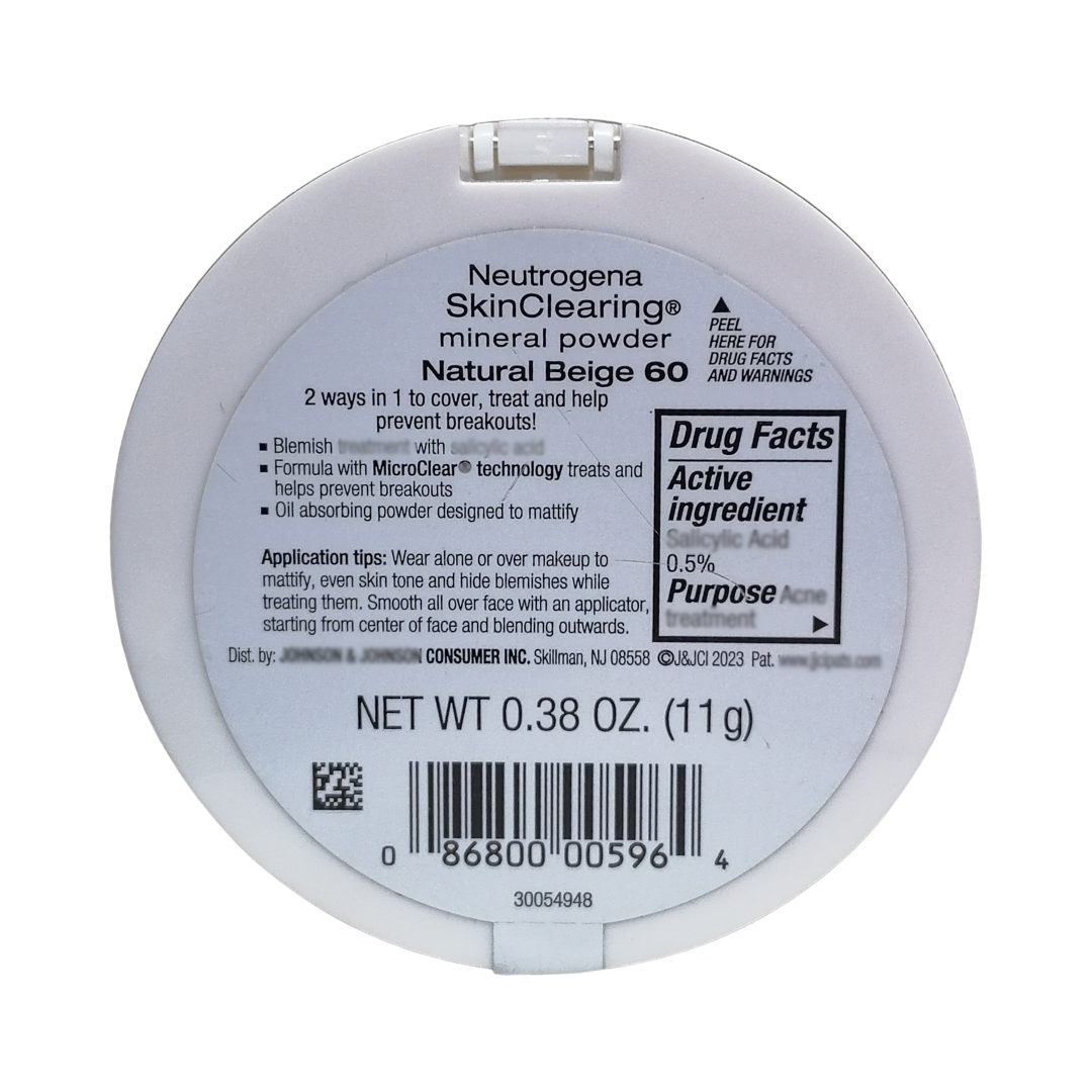 Neutrogena SkinClearing Mineral Powder Natural Beige 60, 0.38 oz / 11 g