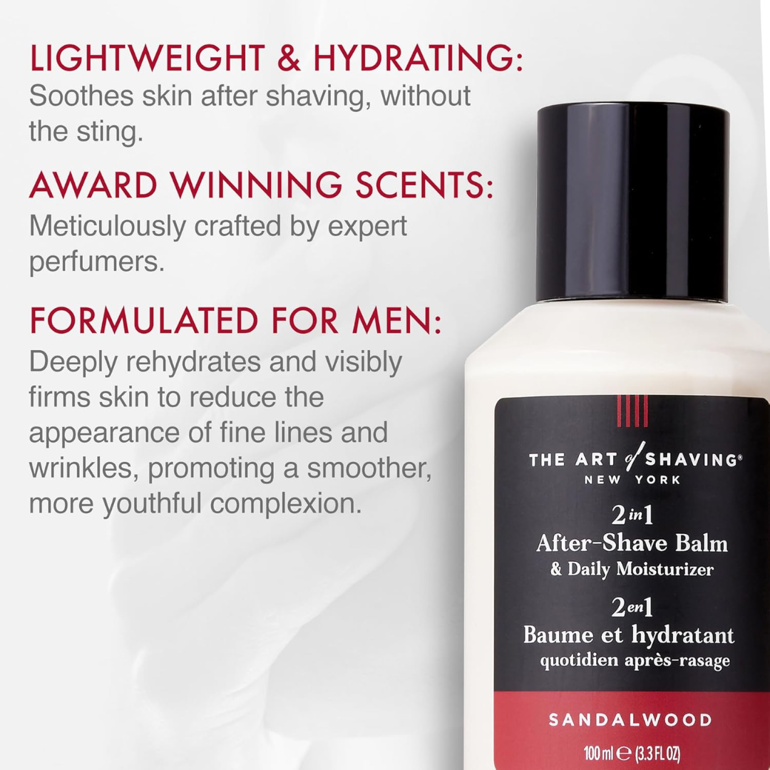 The Art of Shaving 2in1 After-Shave Balm & Daily Moisturizer Sandalwood Scent, 100 ml / 3.3 oz
