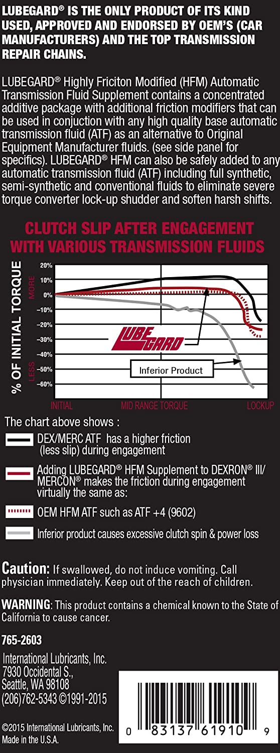 Lubegard Highly Friction Modified ATF Supplement Automatic Transmission Fluid, 10 fl.oz / 296ml (61910)