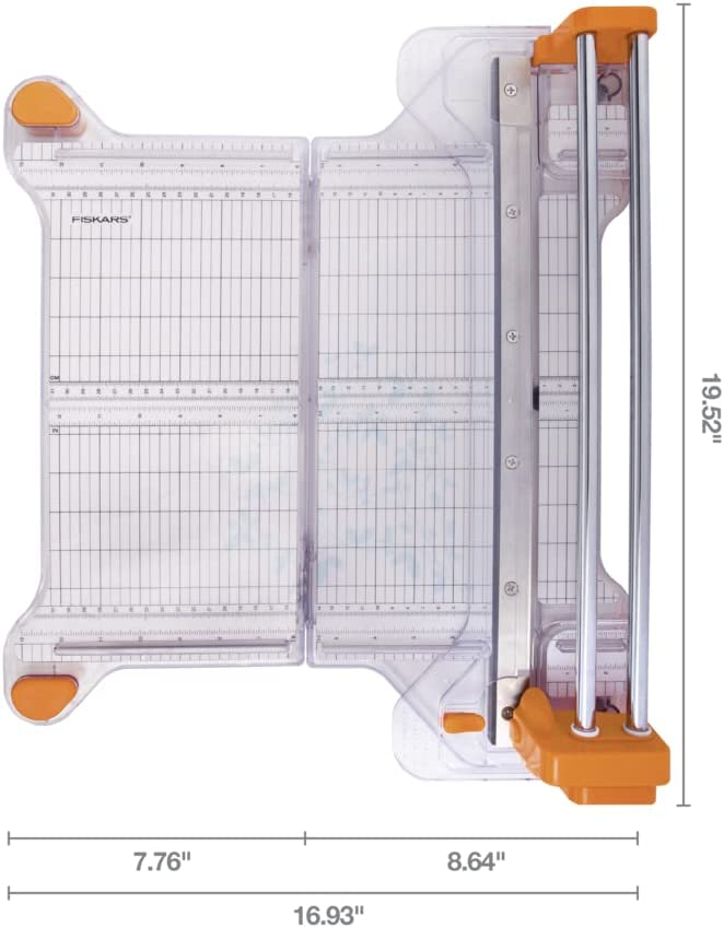 Fiskars ProCision Rotary Bypass Paper Trimmer 12" Cut Length Craft Paper And Mixed Media Cutter