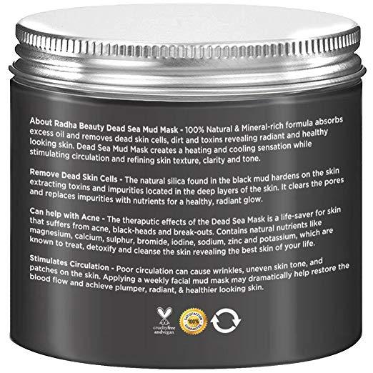Radha Beauty Dead Sea Mud Mask with Bentonite Clay 8.8 oz