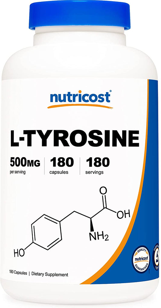 Nutricost L-Tyrosine 500mg Dietary Supplement 180 Capsules