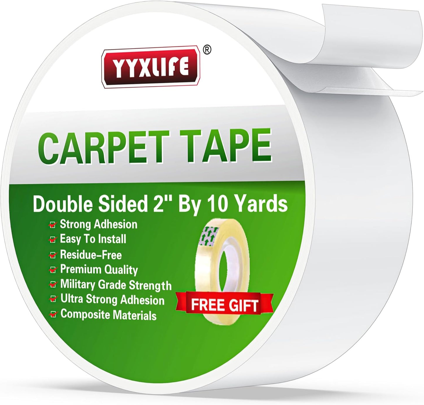 YYXLIFE Double Sided Carpet Tape for Hardwood Floors, Heavy Duty Sticky Tape ( White )