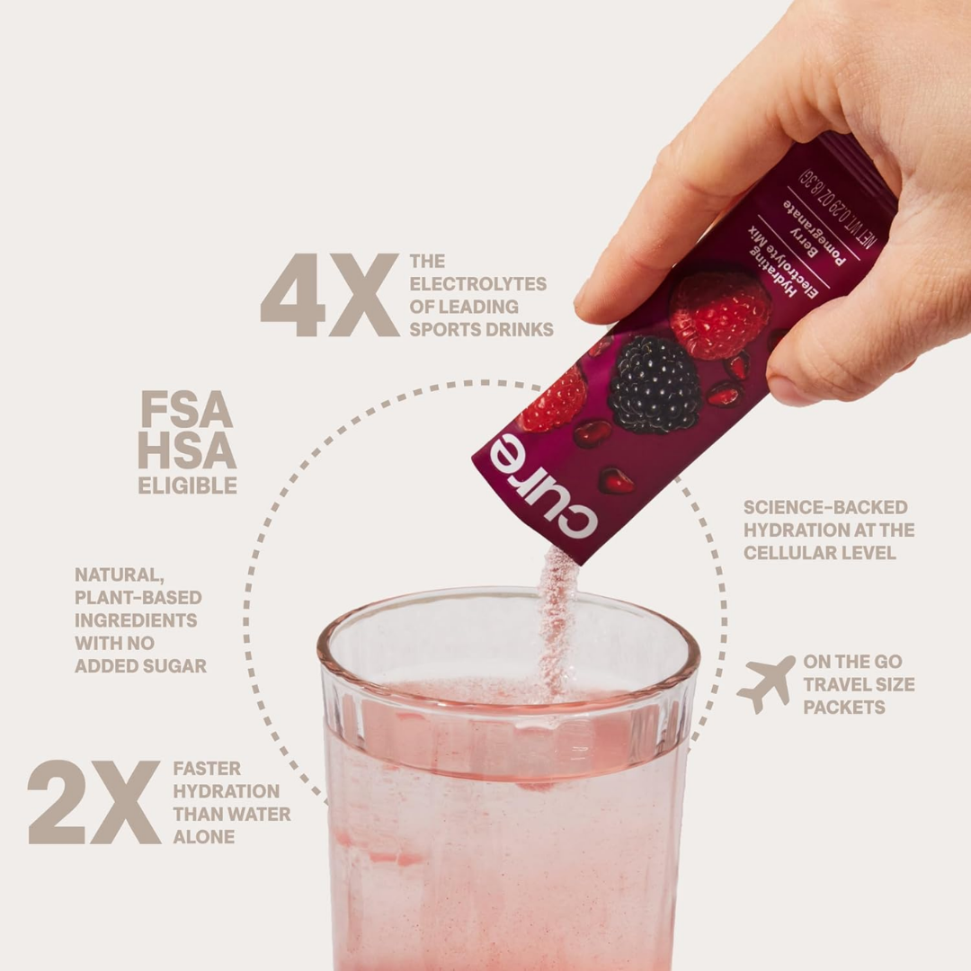 Cure Hydration Electrolyte Drink Mix Berry Pomegranate, 14 Pack