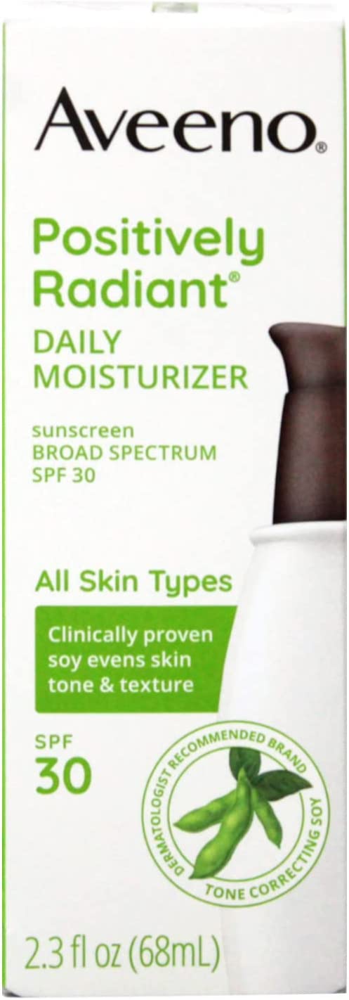 Aveeno Positively Radiant Daily Moisturizer Sunscreen Broad Spectrum SPF 30, 2.3fl Oz (68mL)