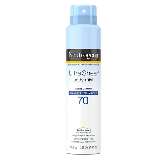 Neutrogena Ultra Sheer Body Mist Sunscreen Broad Spectrum SPF 70, 5 oz / 141g